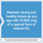 Life Extension Mega Vitamin K2, 45 mg, 30 Capsules | High Potency for Strong Bones, Clinically Studied Dosage, Promotes Healthy Bone Density, Gluten-Free & Non-GMO