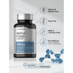 Horbäach Methyl Folate Supplement | 1000 mcg | 200 Capsules | 5-MTHF