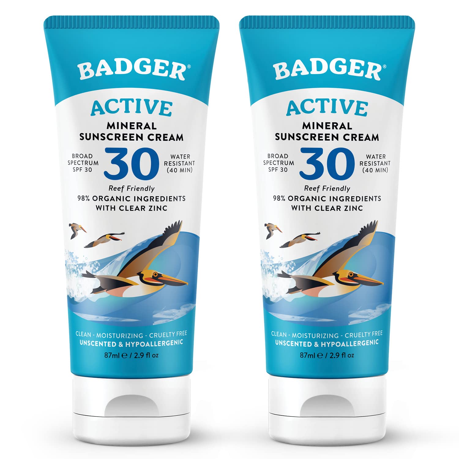 Buy now Badger Mineral Sunscreen Cream SPF 30, Zinc Oxide Sun Care, 98% Organic, Reef Safe, Water Resistant, Unscented Face and Body Sunscreen Travel Size, 2.9 fl oz 2.9 Fl Oz (Pack of 2) at indiglob india