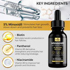 Beaueli Minoxidil Beard Growth Kit For Men and Women, Hair Loss and Hair Regrowth Treatments, Minoxidil 5%, Black