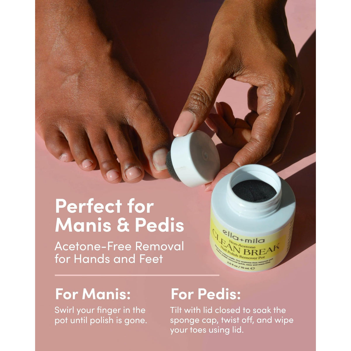 ella+mila Clean Break Non-Acetone Remover Pot with Sponge - Travel Size