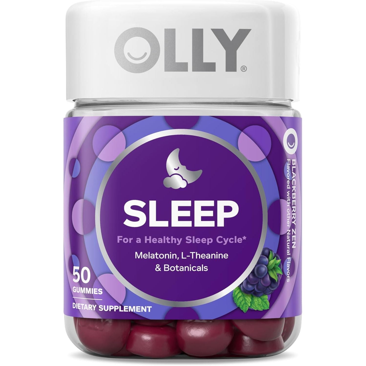 Buy now OLLY Restful Sleep Gummy Supplement with Melatonin & L-Theanine Chamomile, Blackberry Zen, 50 Gummies (25 Day Supply) Supports a Healthy Sleep Cycle* (Packaging May Vary) at indiglob india