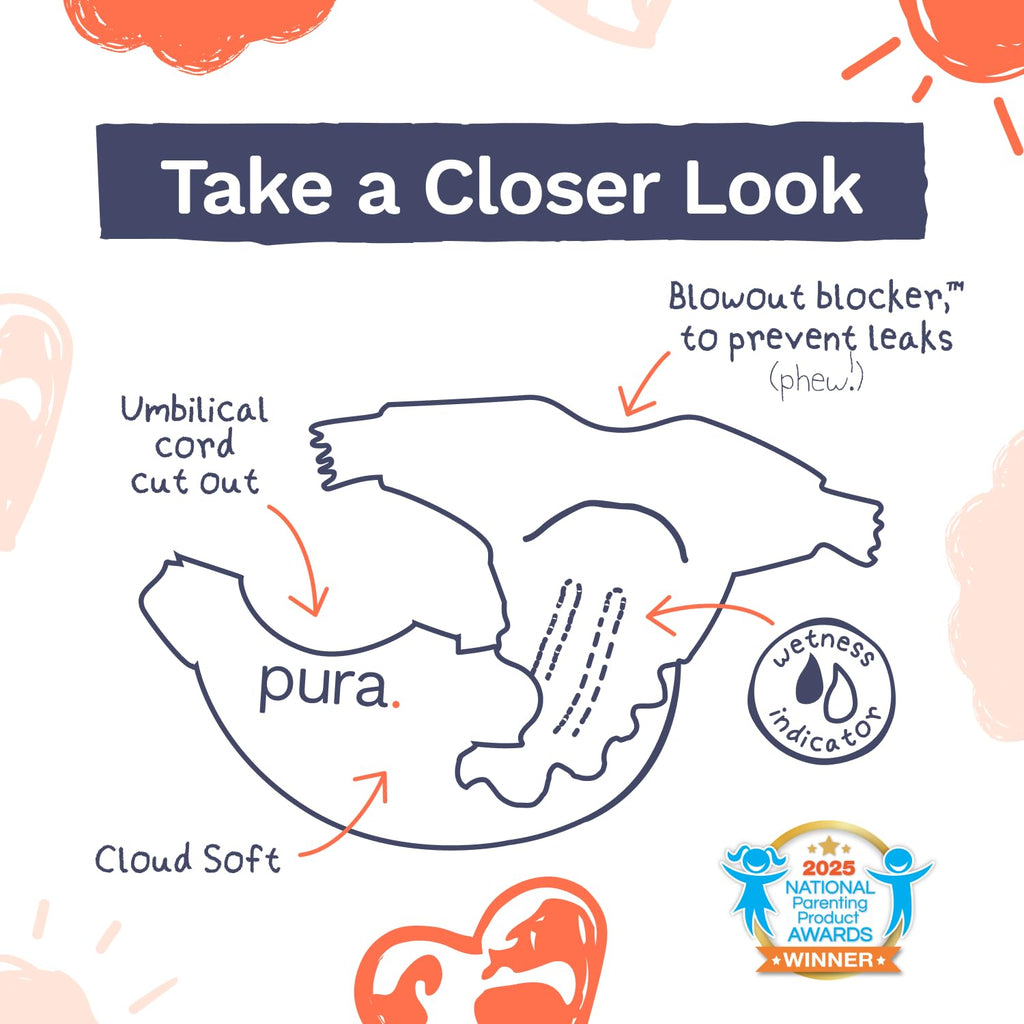 Pura Baby Diapers Size 2 (12-18 lbs) 70 Count Sensitive Skin