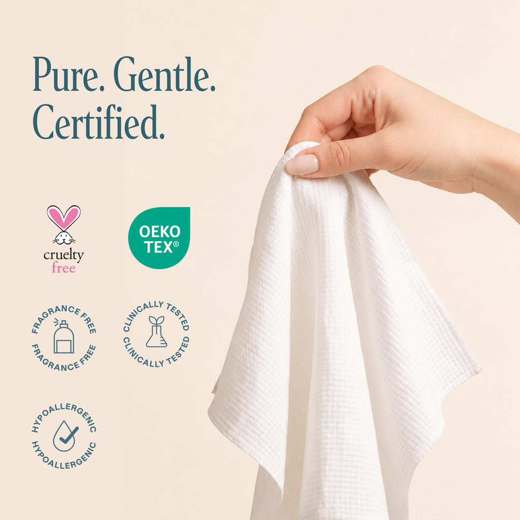 Cliganic Clean Face Towels XL, Disposable, Ultra-Absorbent, Hypoallergenic & Soft - Makeup Remover Dry Wipes, Pamper Your Face, Feel Fresh & Radiant, Hygienic Towelettes, for All Skin Types (50 Ct)
