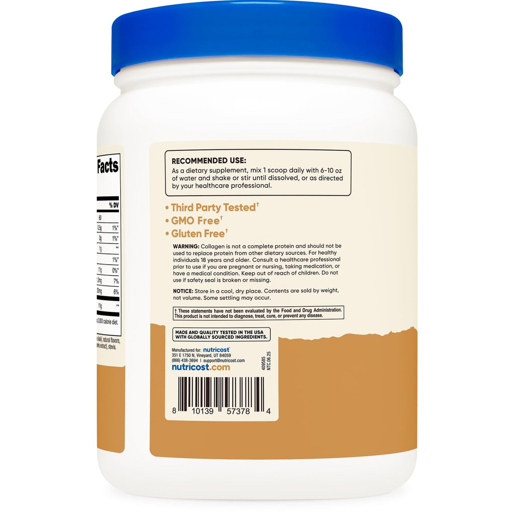 Nutricost Collagen Peptides Powder (Chocolate Peanut Butter) 1 LB | Grass-Fed Collagen Hydrolysate, Gluten-Free