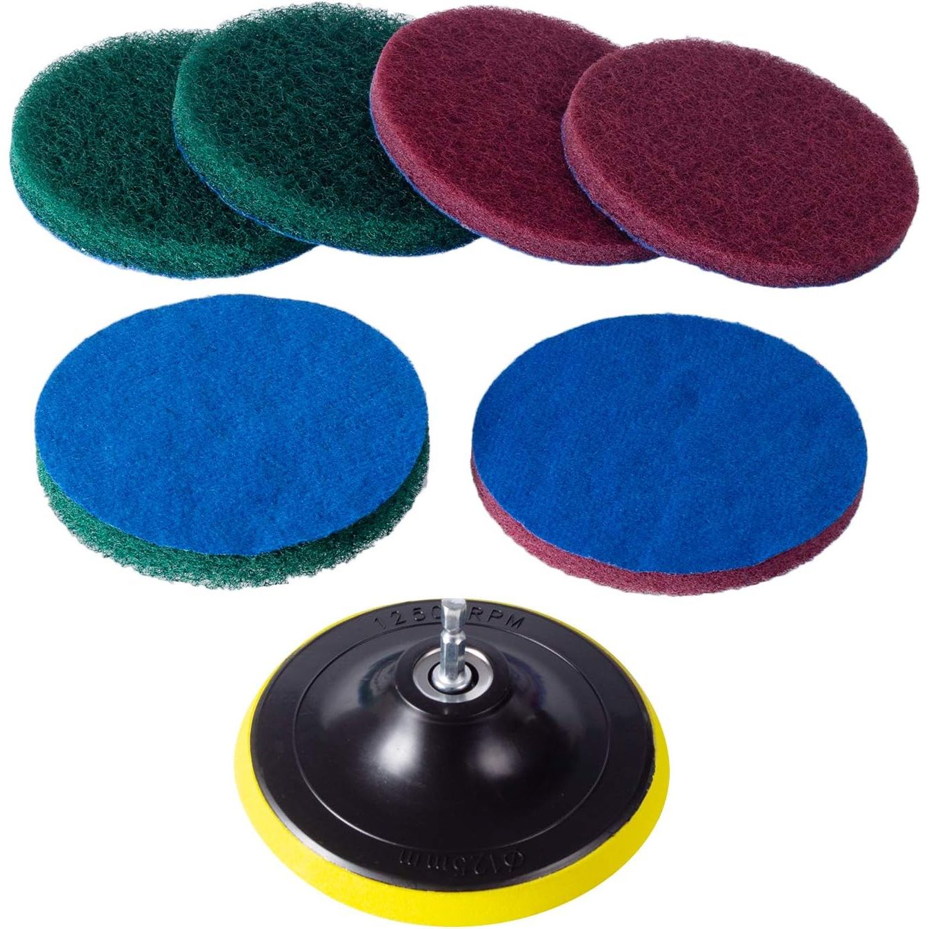 Buy now Kichwit 4 Inch Drill Power Brush Tile Scrubber Scouring Pads Cleaning Kit, Includes Attachment, Heavy Duty Household Cleaning Tool (Drill NOT Included) 5 inch at indiglob india