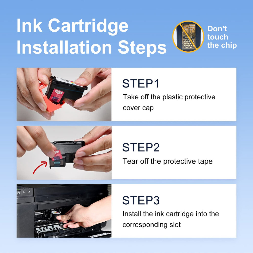 High Yield 67XL Ink Cartridges Black/Color Combo Pack Replace for HP Ink 67