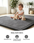 Goyuu Baby Play Mat for Floor, 50x50 Inch Thick Foam Playpen Mat, Ultra Soft Velvet Crawling & Tummy Time Mat, Non-Slip Baby Floor Mat, Easy to Clean, for Infants & Toddlers
