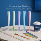 100 Pack Colorful Rolling Papers Pre Rolled Cones King Size - 108mm King Size Pre Rolls Paper with Filter Tips Rainbow cones Filling funnels/Mini Scoop/Packing Sticks