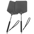 HDAJY Telescopic Fly Swatters 2 Pack, Premium Plastic Flyswatter, Fly Swatter Heavy Duty for Indoor, Outdoor, Classroom, Stainless Steel Handle（Black）