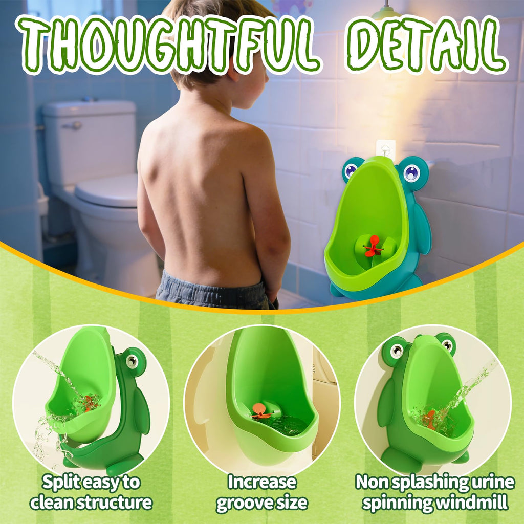 Frog Pee Training,Cute Potty Training Urinal for Boys with Funny Aiming Target,Green Urinals for Toddler Boy