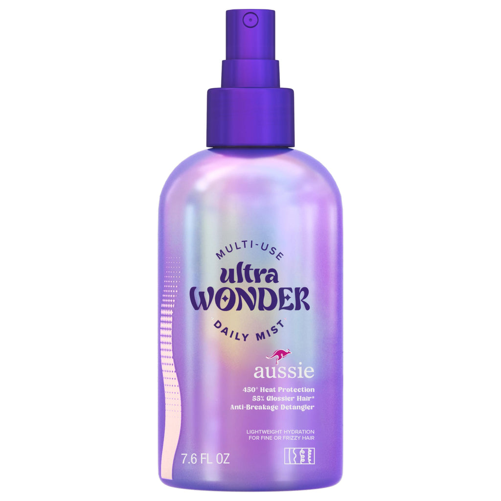 Aussie Ultra Wonder Daily Mist Lightweight Multi-Use Detangler, silicone-free, for All Hair Types and Curls, 7.6oz