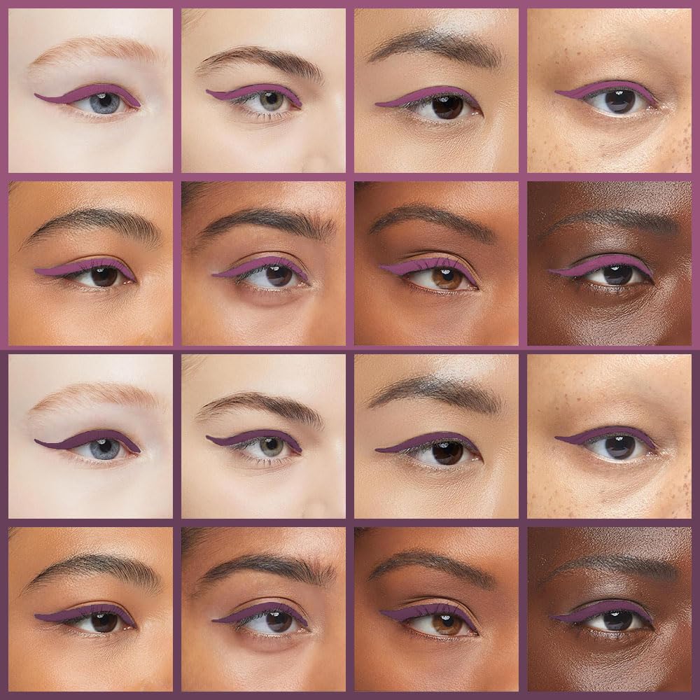Showcasing various eye looks using Kaely 2Pcs Gel Eyeliner Pencil in purple. Perfect for versatile applications and styles.