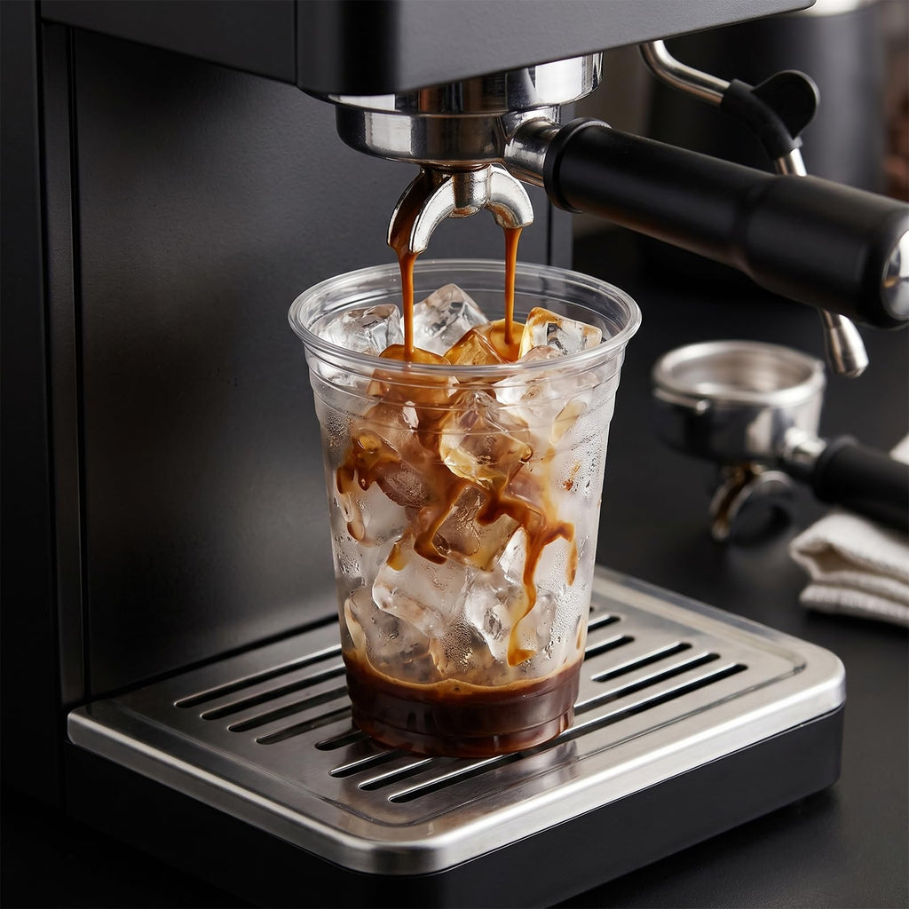 VITEVER 25 Pack - 16 oz Clear Plastic Cups with Strawless Sip Lids – Sturdy & Food Safe Disposable Iced Coffee Cups, BPA Free Smoothie Cups for Cold Drinks - 25 Pack