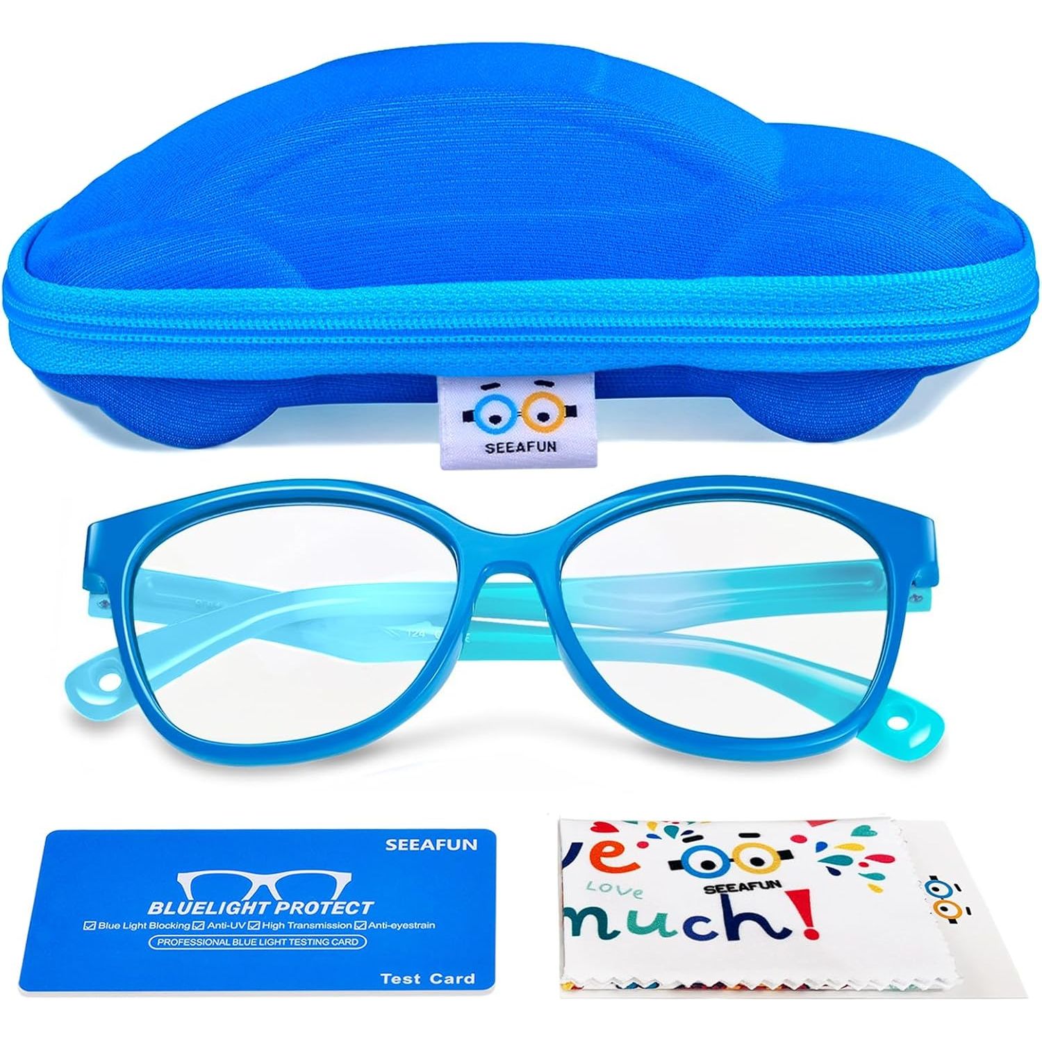 Buy now Blue Light Glasses for Kids Girls Boys with Cute Car Case, UV400 Protection, Anti Blue Ray Age3-12 Blue Case&blue Glasses at indiglob india