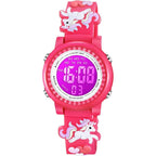 Buy now Venhoo Kids Watches 3D Cartoon Waterproof 7 Color Lights Toddler Wrist Digital Watch with Alarm Stopwatch for 3-10 Year Girls Little Child Rose Red at indiglob india