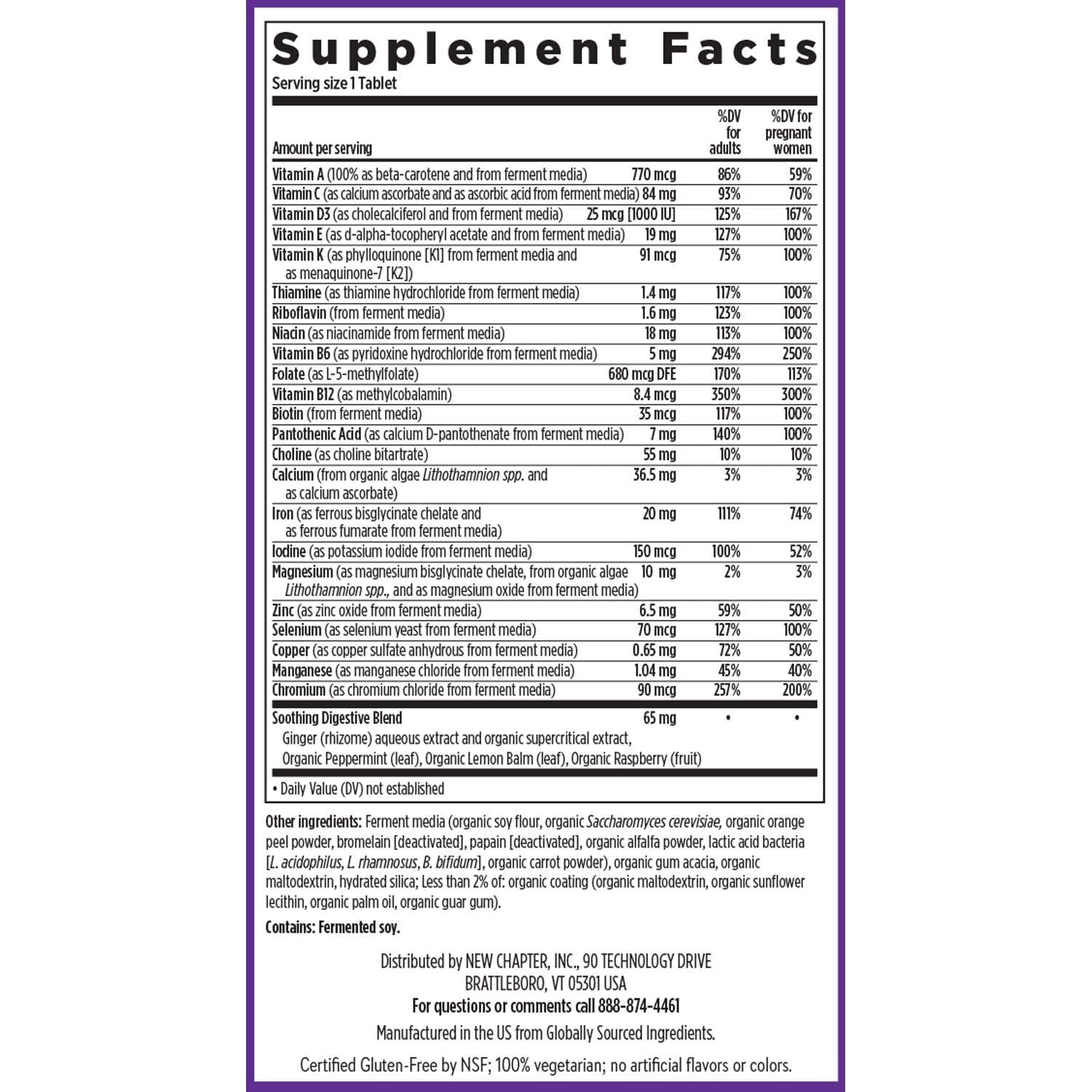 New Chapter One Daily Prenatal Multivitamin 35+, 30 Count | Enhanced Formula with Methylfolate and Choline for Healthy Mom and Baby, Gluten Free and Non-GMO, Made for Ages 35+