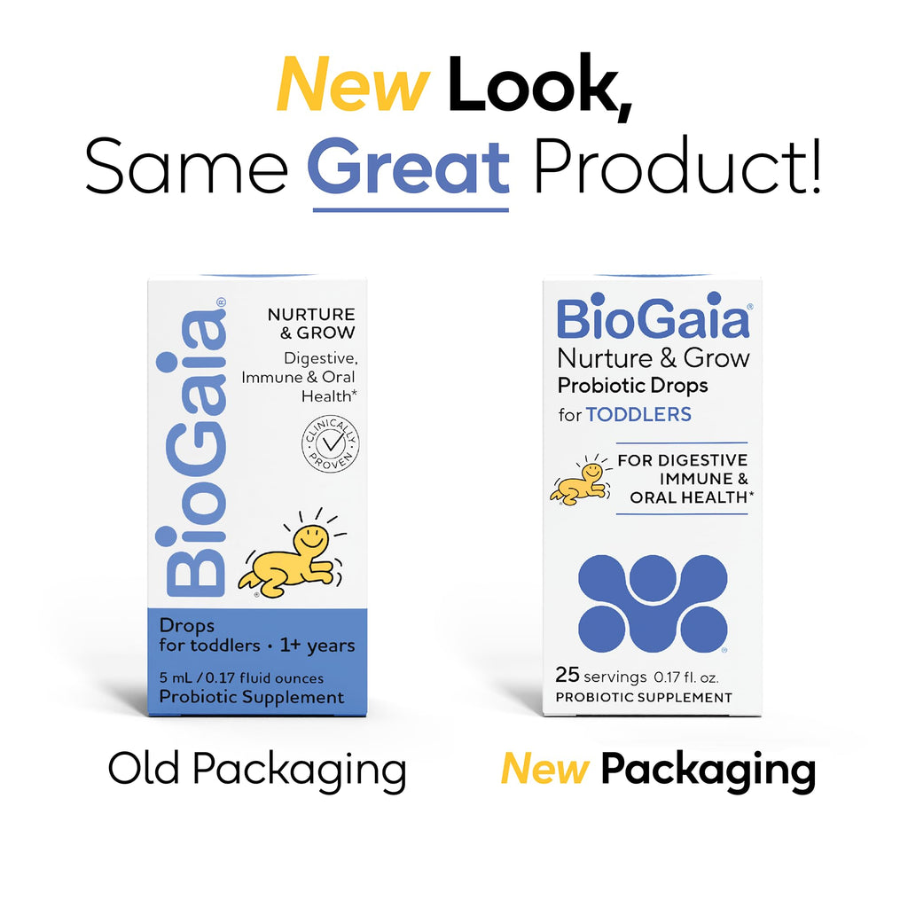 BioGaia Nurture & Grow Toddler Probiotic Drops | Gut, Immune & Oral Health | Age 1+ | Digestive Health & Regularity | Immune Support | Promotes Respiratory & Oral Health | Easy-to-use drops | 5mL