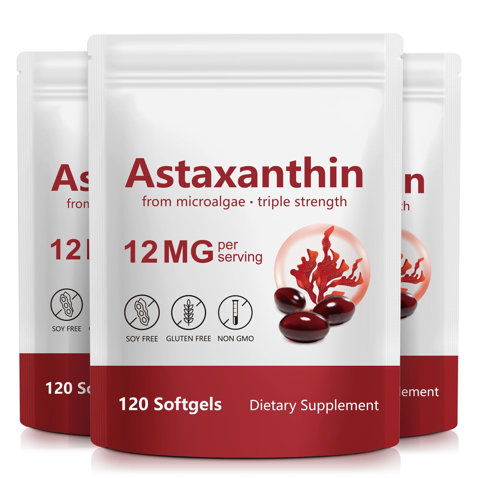 Xaarty Premium Astaxanthin 12mg, Natural Antioxidant Supplement for Eye, Joint, Skin Health,Microalgae Source, 4 Month Supply | Supports Internal Circulation, 120 Softgels
