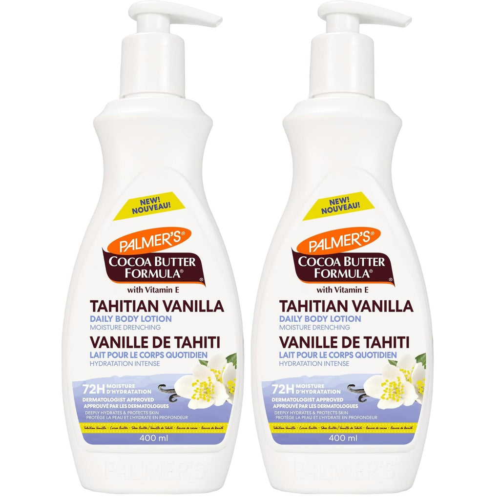 Palmer's Cocoa Butter Formula Tahitian Vanilla Body Lotion,13.5 Oz, Daily Moisturizing Lotion for Dry Skin with Shea Butter & Vitamin E, Hydrates & Protects, Provide 48-Hour Deep Moisture,(Pack of 2)