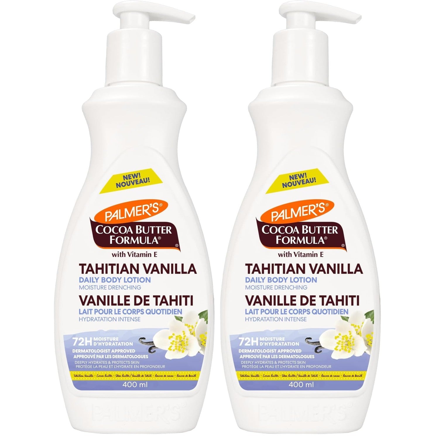 Palmer's Cocoa Butter Formula Tahitian Vanilla Body Lotion,13.5 Oz, Daily Moisturizing Lotion for Dry Skin with Shea Butter & Vitamin E, Hydrates & Protects, Provide 48-Hour Deep Moisture,(Pack of 2)
