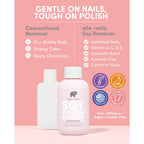 ella+mila Soy Nail Polish Remover - Non-Acetone with Lavender Oil, 4 fl oz | Soy-based non-acetone remover; lavender oil; vitamins A, C & E; gentle on bare nails; vegan; 4 fl oz
