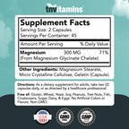 tnvitamins Magnesium Glycinate 300mg, 90 Capsules | High Absorption Chelated Magnesium for Sleep, Calm & Muscle Support* | Non-GMO, Gentle, Non-Laxative | TNVitamins