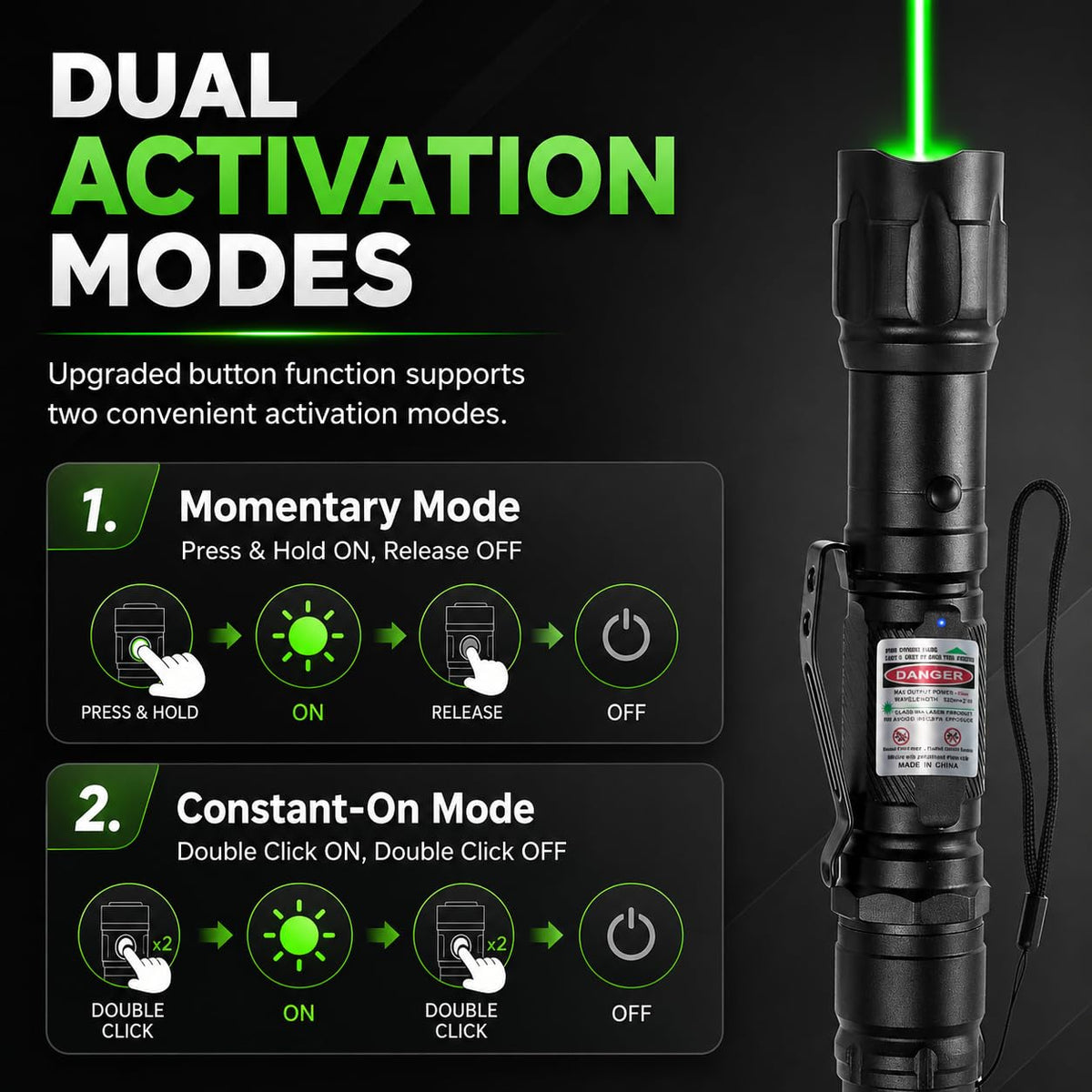 [Professional] Rechargeable Green Laser Pointer High Power Green Beam Light Long Distance Range for TV/LED/LCD Screens Tactical Flashlights Presentation Office/Outdoors/Astronomic/Construction [003]