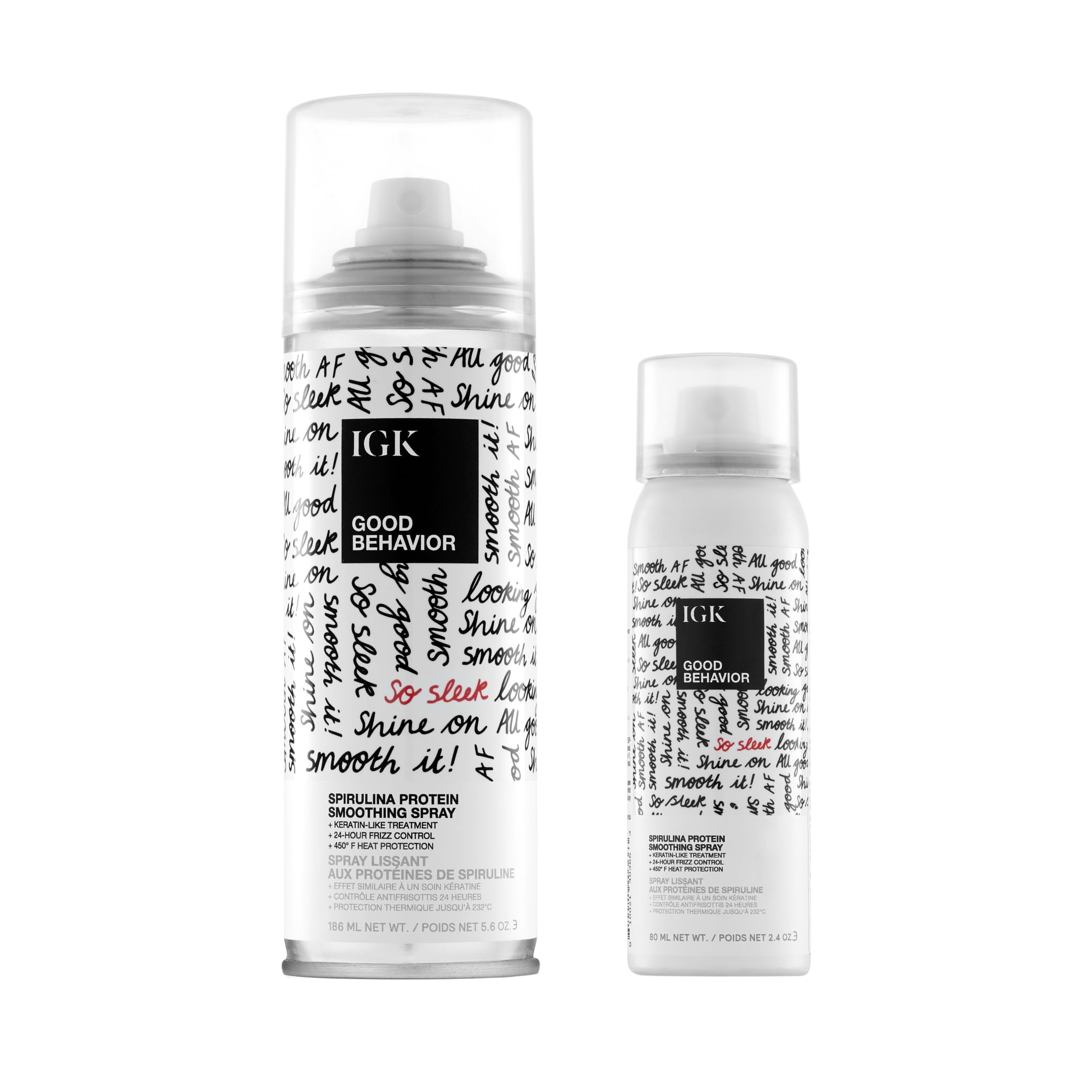 IGK Good Behavior Spirulina Protein Smoothing Spray, Heat Protectant, 5.6Oz | Keratin-Like Treatment, Frizz Control, Sleek Shiny Hair Blowout, Lightweight, 450°F Protection, Vegan + Color-Safe