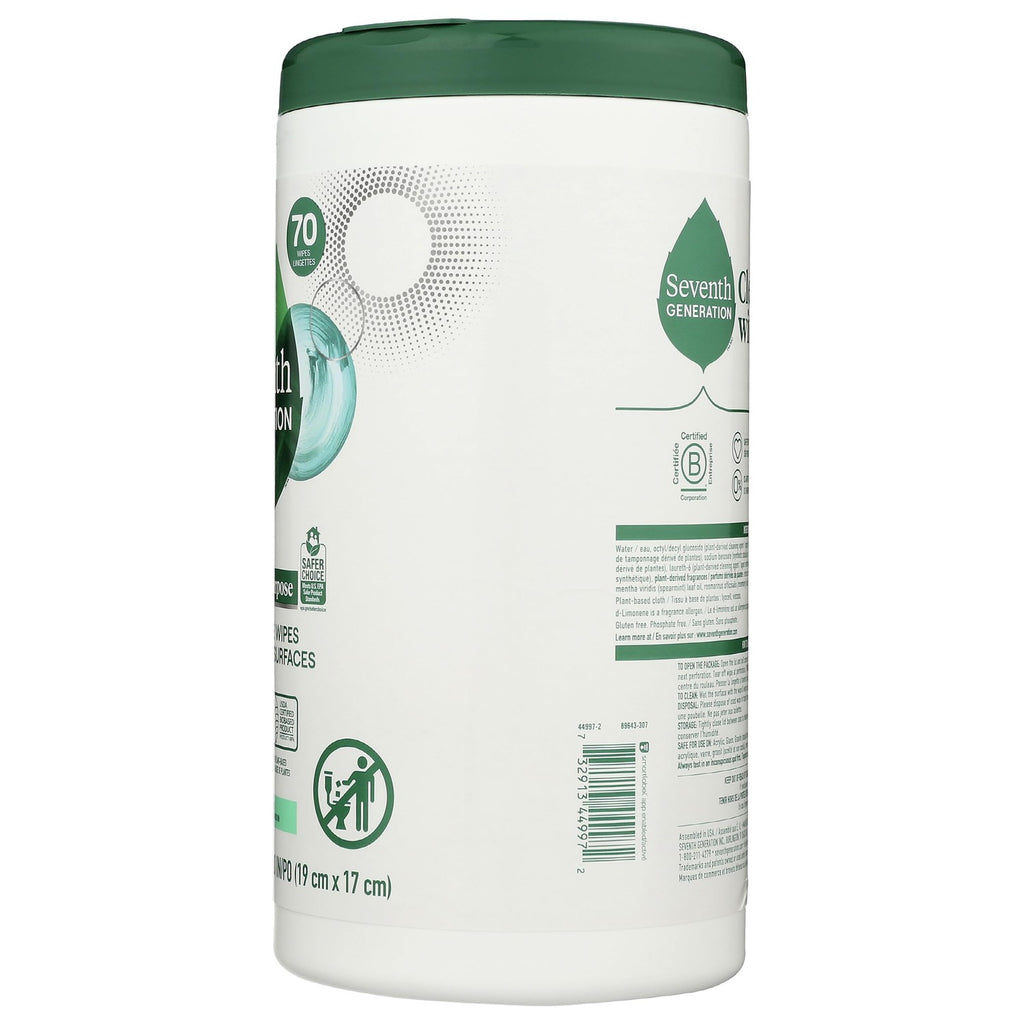 Seventh Generation Multi-Surface Wipes, Garden Mint Scented, 70 Count