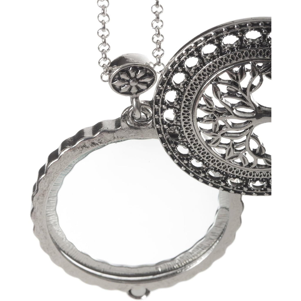 Buy now Artisan Owl Tree of Life 4x Magnifier Magnifying Glass Sliding Top Pendant Necklace, 30" at indiglob india