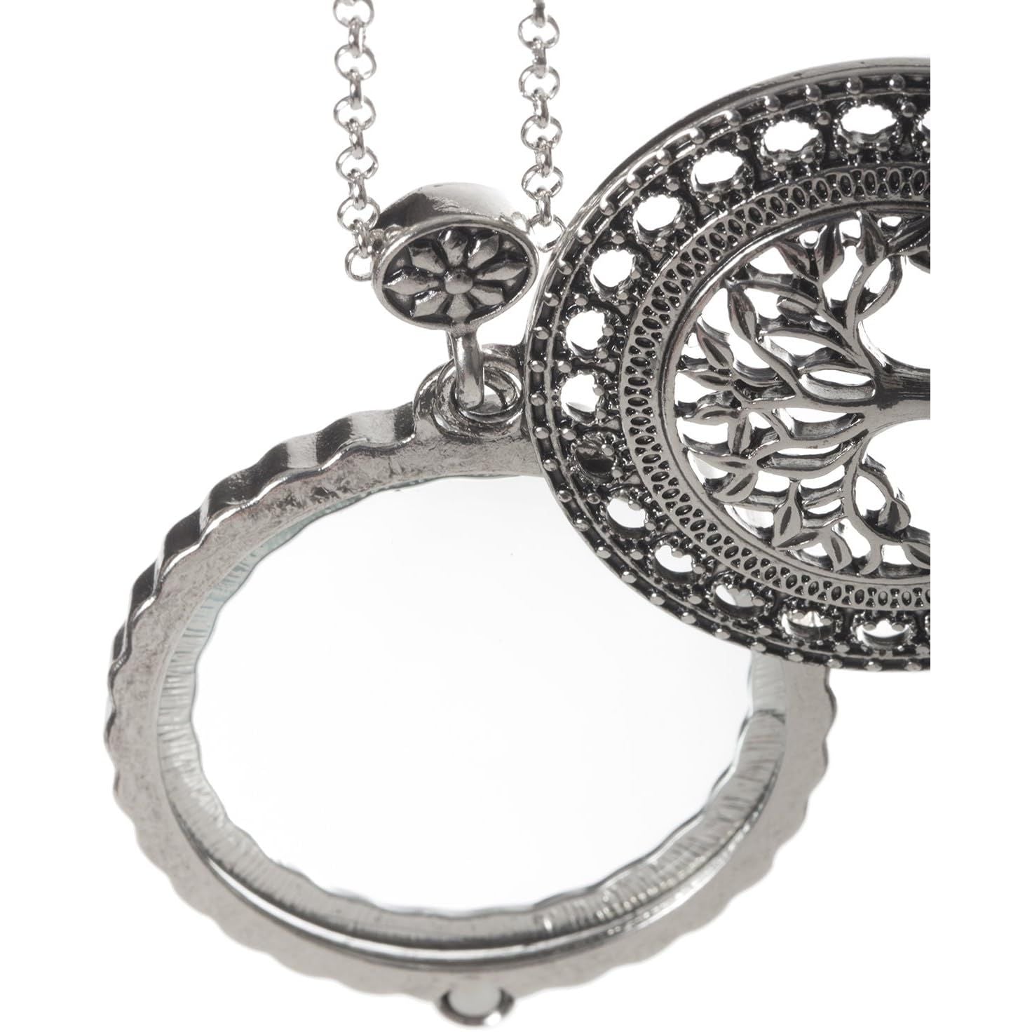 Buy now Artisan Owl Tree of Life 4x Magnifier Magnifying Glass Sliding Top Pendant Necklace, 30" at indiglob india