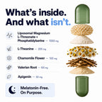 Liposomal Magnesium L-Threonate with Apigenin, 60 Caps | Melatonin-Free Restful Sleep & Calm Focus Support: 7-Ingredient Formula with L-Theanine, Valerian Root & Chamomile