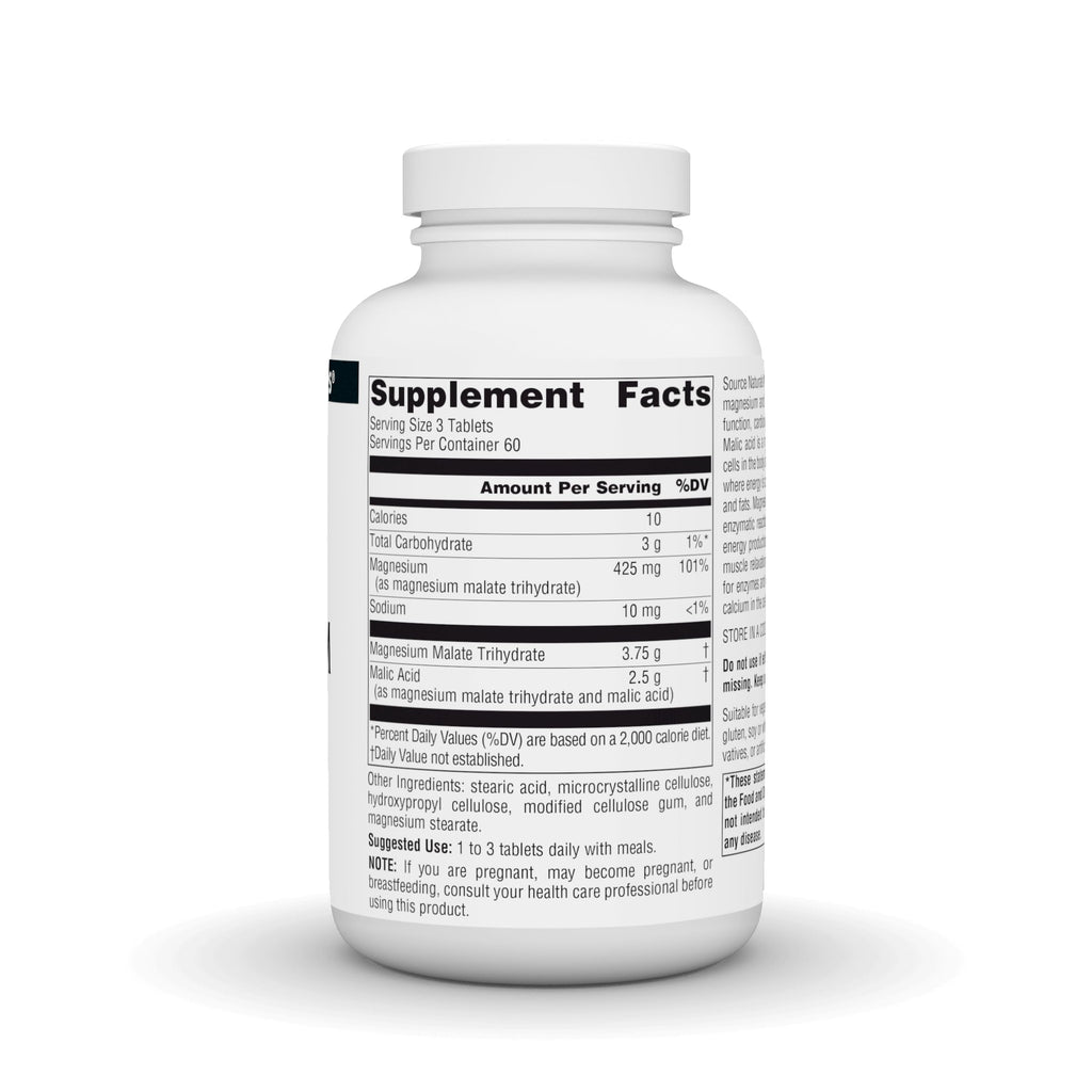 Source Naturals Magnesium Malate, 3,750 mg - 180 Vegetarian Tablets | Supports Muscles and Energy Production*