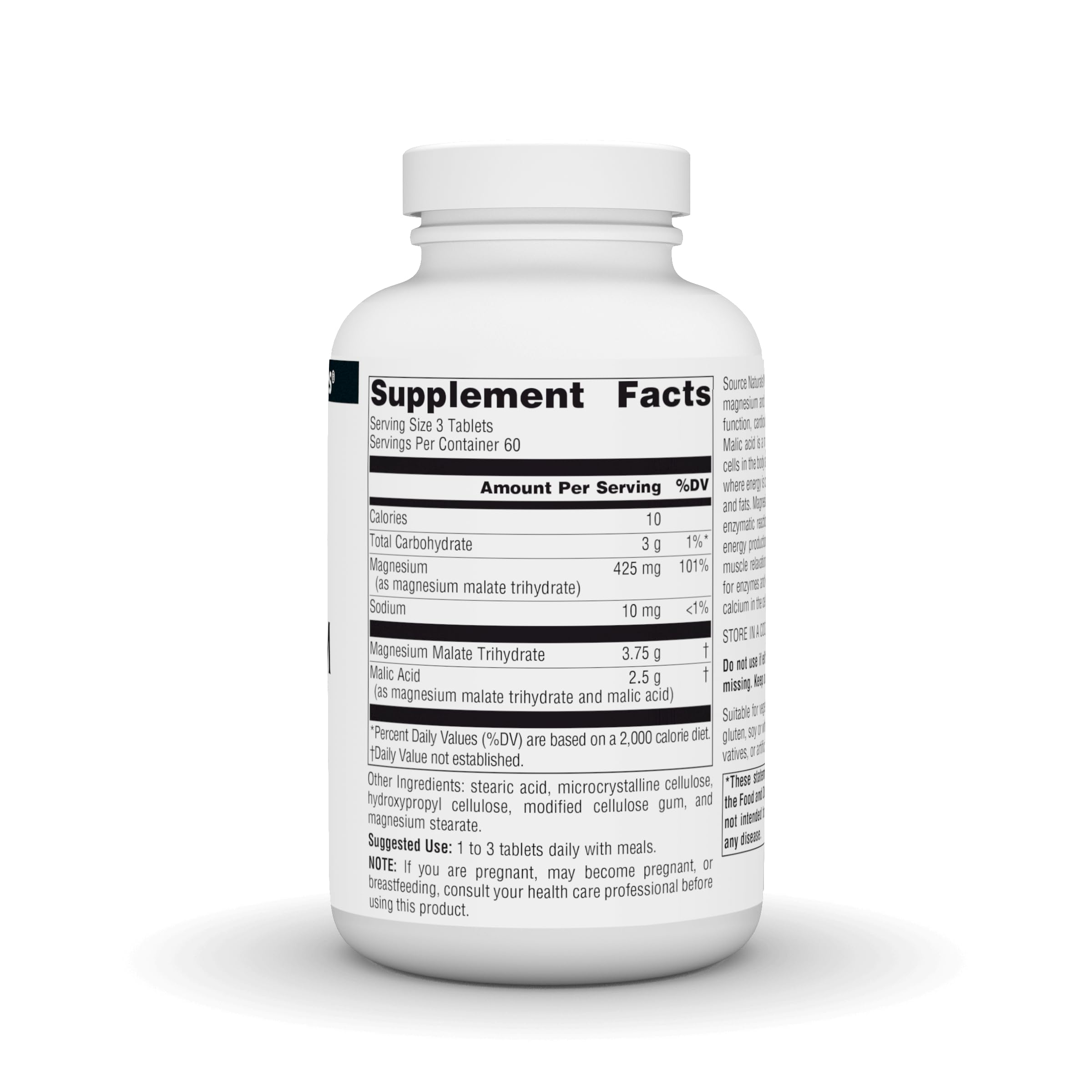 Source Naturals Magnesium Malate, 3,750 mg - 180 Vegetarian Tablets | Supports Muscles and Energy Production*