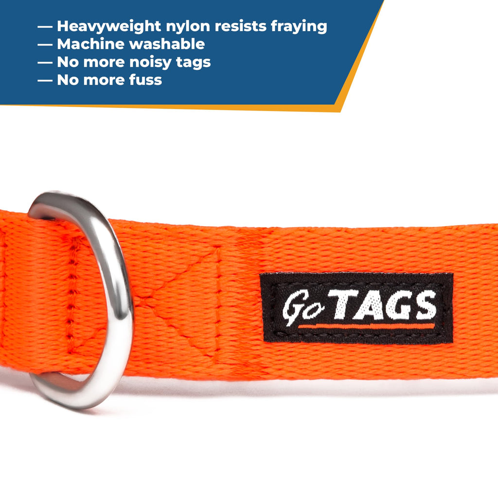 GoTags Personalized Dog Collar, Custom Embroidered with Pet Name and Number