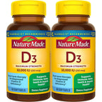 Nature Made Vitamin D3 10000 IU (250 mcg) Maximum Strength, 60 Softgels | Vitamin D Supplement for Immune, Bone, Teeth and Muscle Health Support, 60 Day Supply