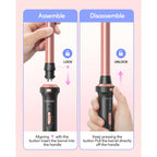 Wavytalk 5 in 1 Curling Iron Set with Heated Round Brush for Blowout Look | 4 Interchangeable Curling Iron(0.5”-1.25"), Ceramic-Coated Barrels for Smooth Glide,Less Damage,Dual Voltage Hair Curler