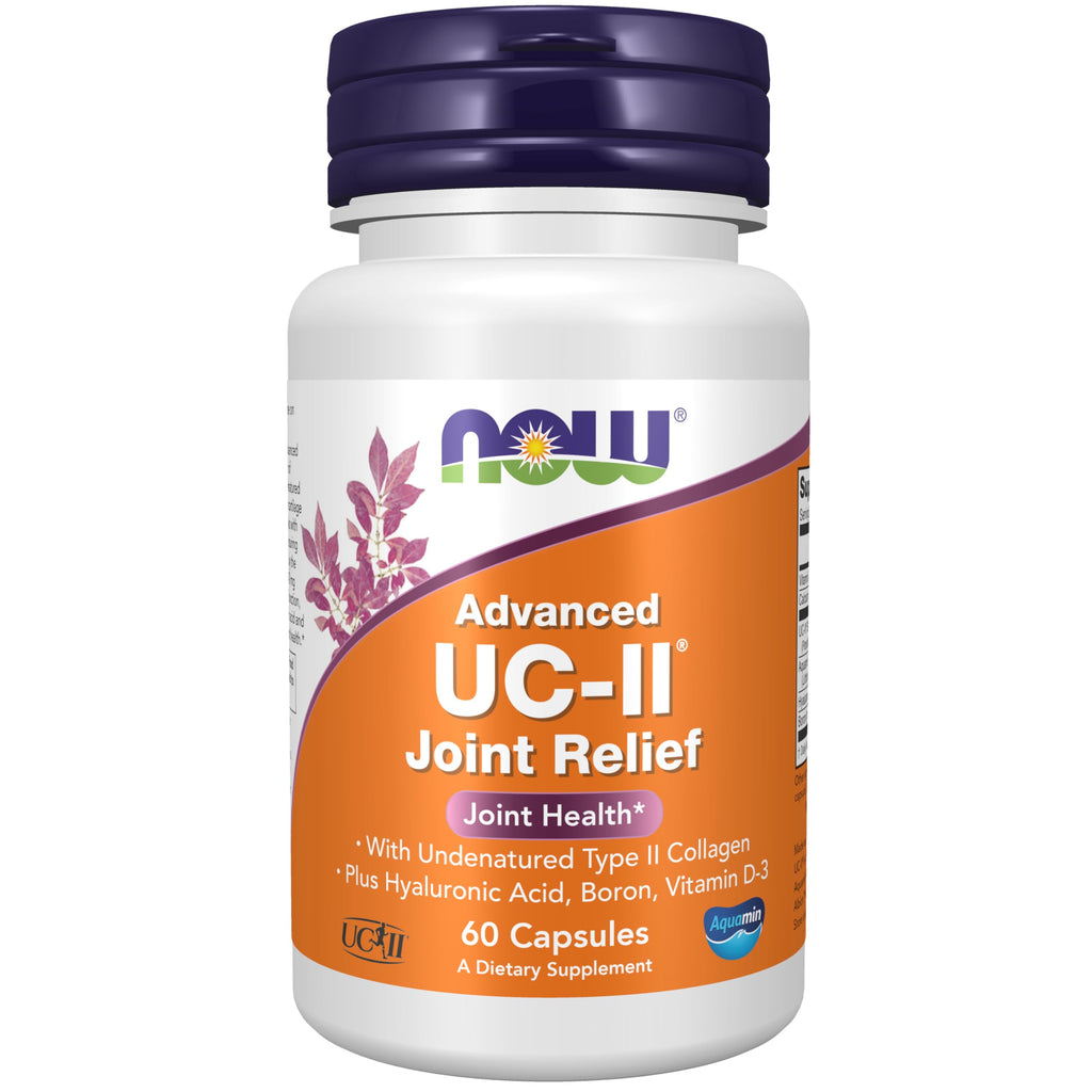 Buy now NOW Supplements, UC-II Advanced Joint Relief with Undenatured Type II Collagen, plus Hyaluronic Acid, Boron, Vitamin D-3, 60 Veg Capsules at indiglob india