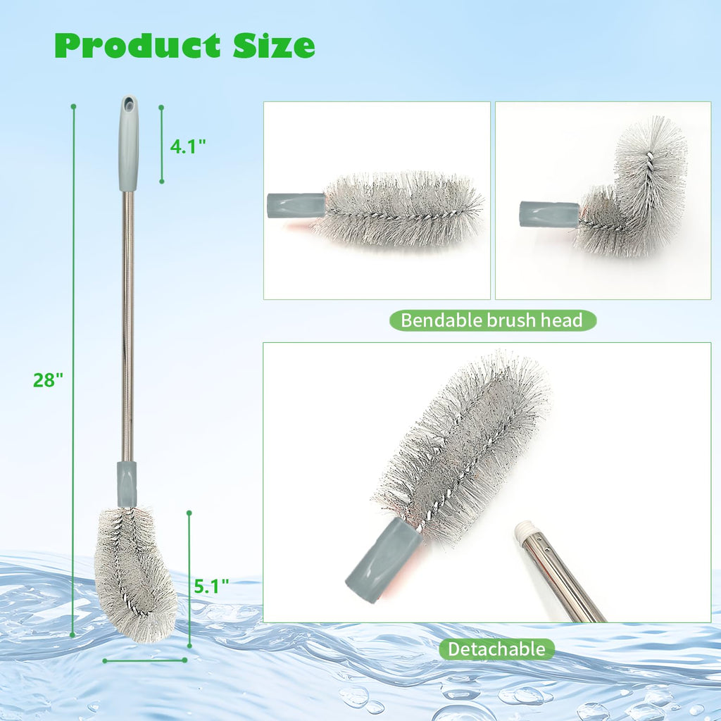 2-Pack Bucket Brush, Kettle Brush, Cleaning Extra Long Bottles, Gallon Jug Cleaner, Water Bottle Cleaner.