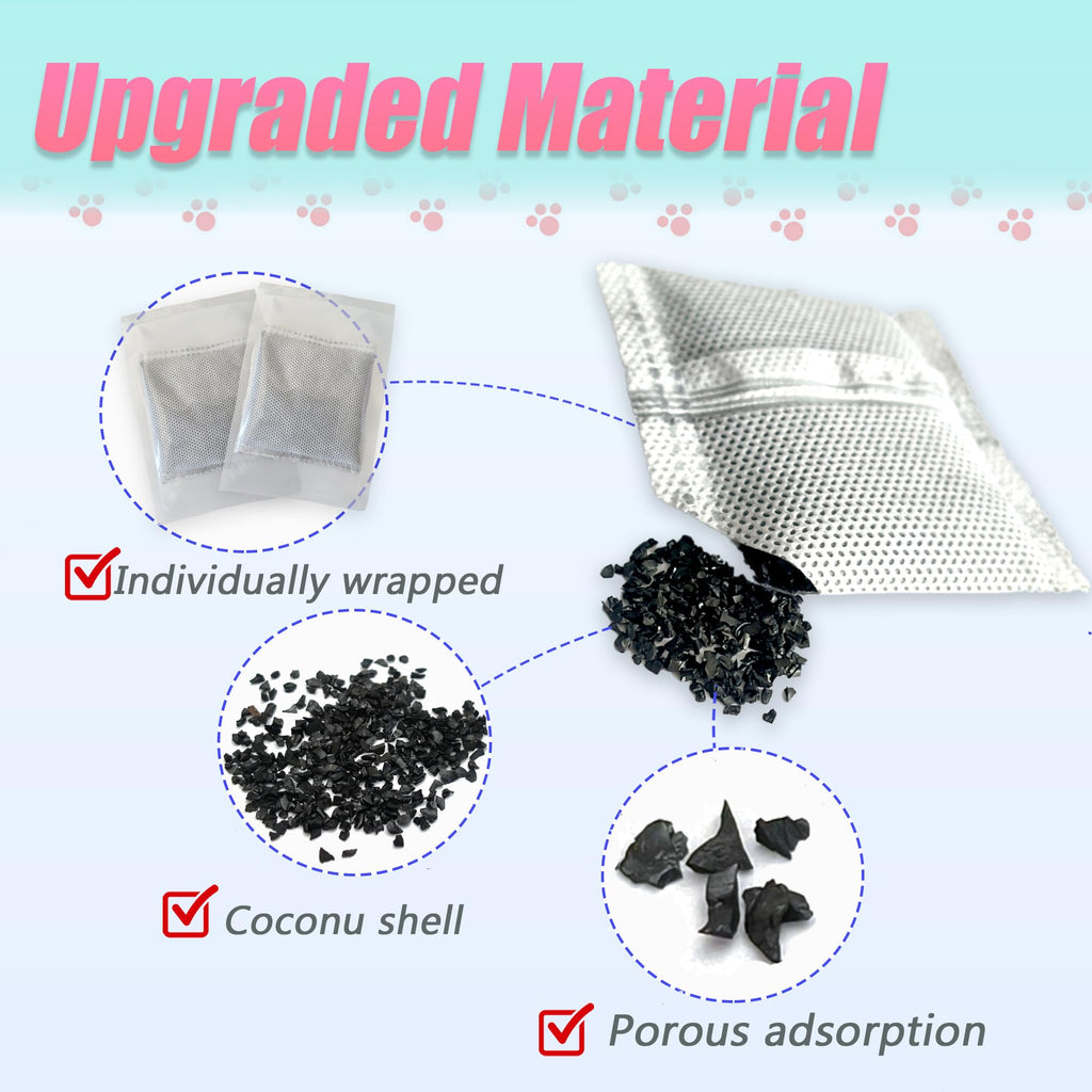 PurifyLogix 12 Pack Universal Odor Eliminator for Hooded Cat Litter Box, Natural Activated Charcoal Filters Refills, Cat Toilet Odor Control Replacement for Automatic Litter Box