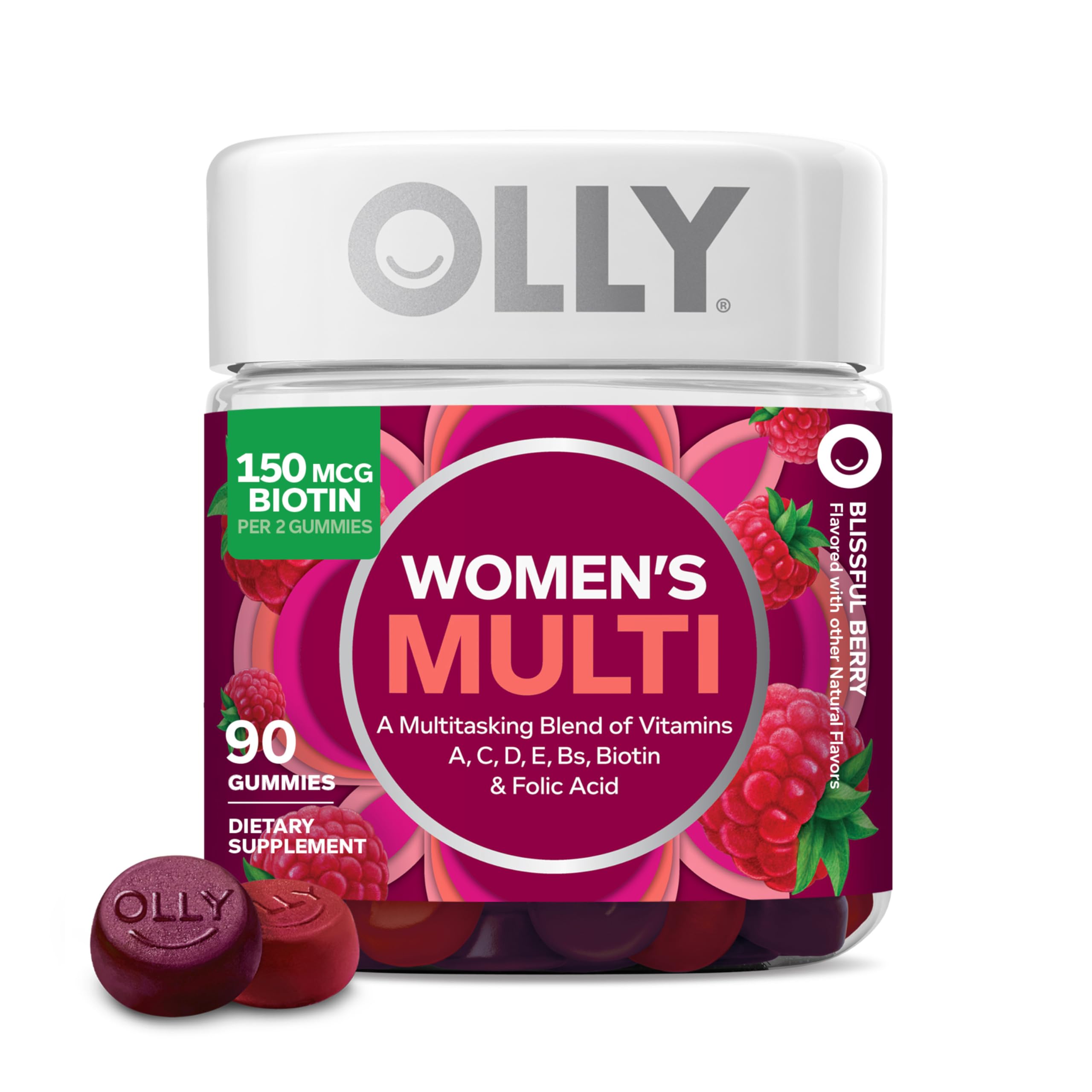 Buy now OLLY Women's Daily Multivitamin Gummy, Vitamins A, D, C, E, Biotin, Folic Acid, Adult Chewable Vitamin, Berry Flavor, 65 Day Supply - 130 Count Berry 90 Count (Pack of 1) at indiglob india