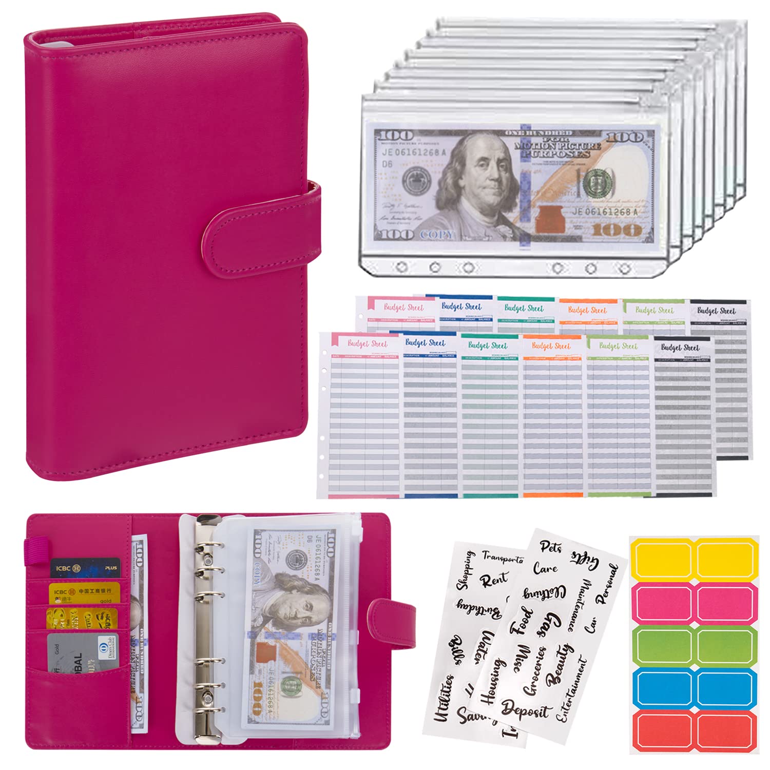 Buy now NICOOTHBudget Binder Cash Envelopes A6 Money Saving Binder with Zipper envelopes (Purple) Red at indiglob india