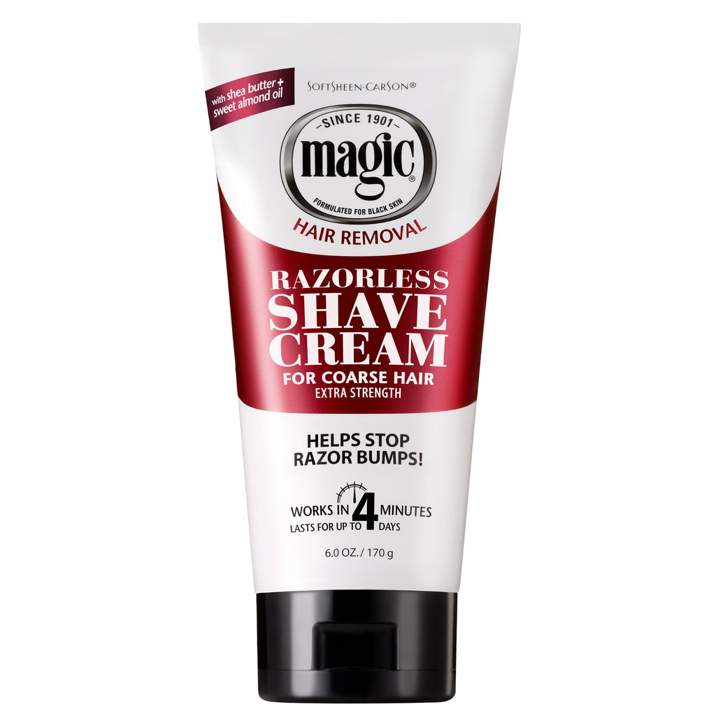SoftSheen-Carson Magic Razorless Shaving Cream, Depilatory Hair Removal Cream for Body Hair, Extra Strength, Works in 4 Minutes for, 6 oz (Pack of 2)