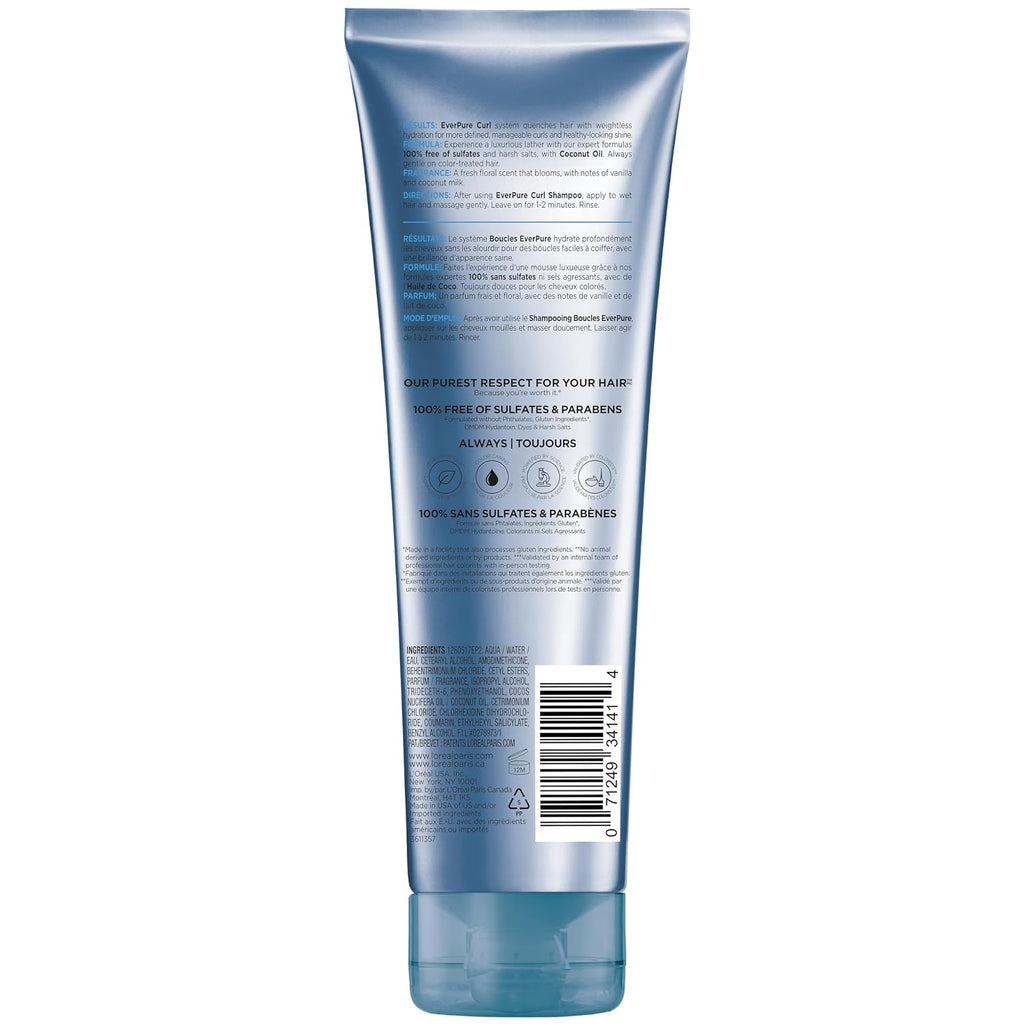 Buy now L'Oreal Paris Sulfate Free Conditioner for Curly Hair, Lightweight, Anti-Frizz Hair Care with Coconut Oil, EverPure, 8.5 Fl Oz (Packaging May Vary) at indiglob india