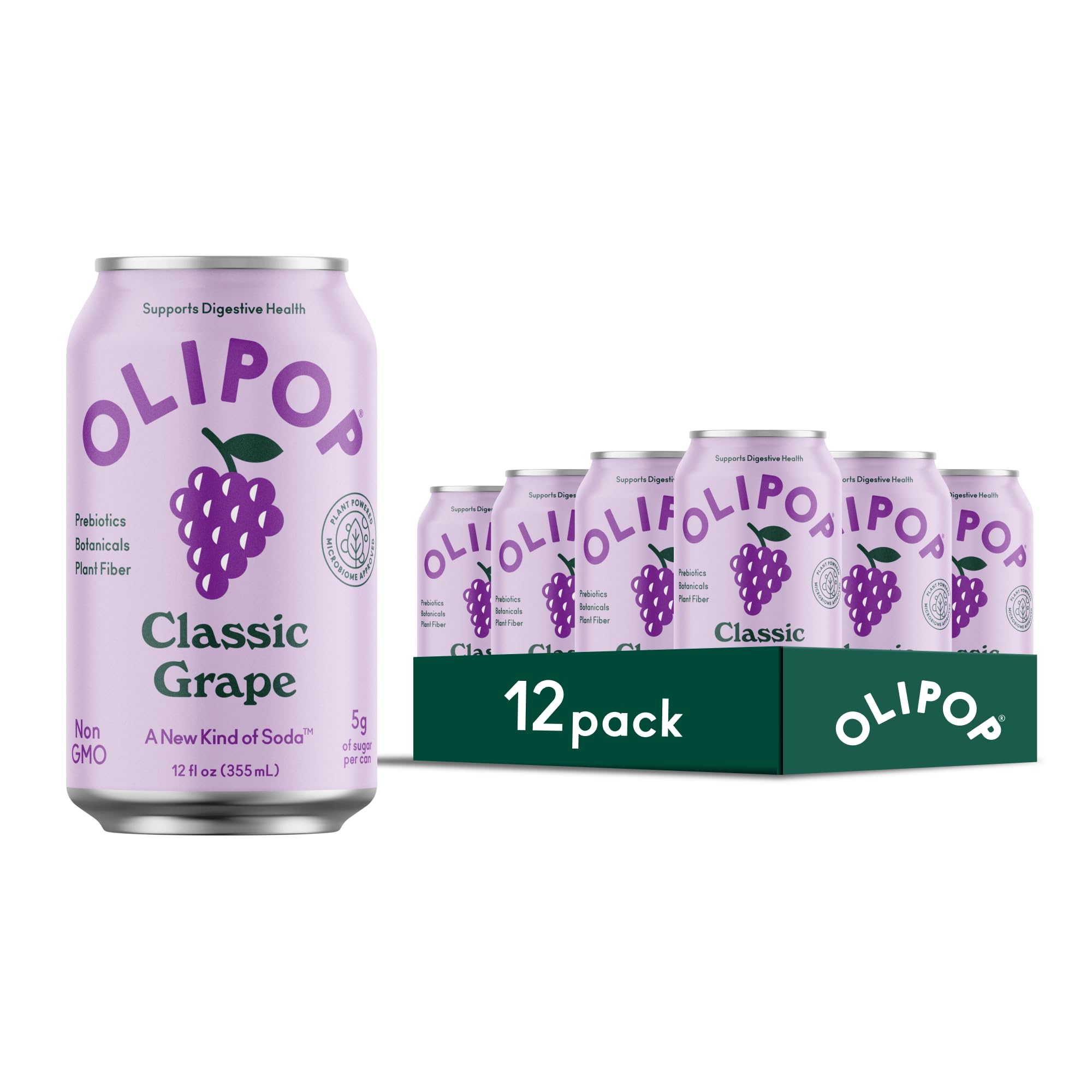 Buy now OLIPOP Prebiotic Soda Pop, SpongeBob Pineapple Paradise, Pantry Pack Packed with Prebiotics, Fiber, and Botanicals, Gluten Free, Vegan, GMO Free, 12oz Skinny Can (12-Cans) Classic Grape at indiglob india