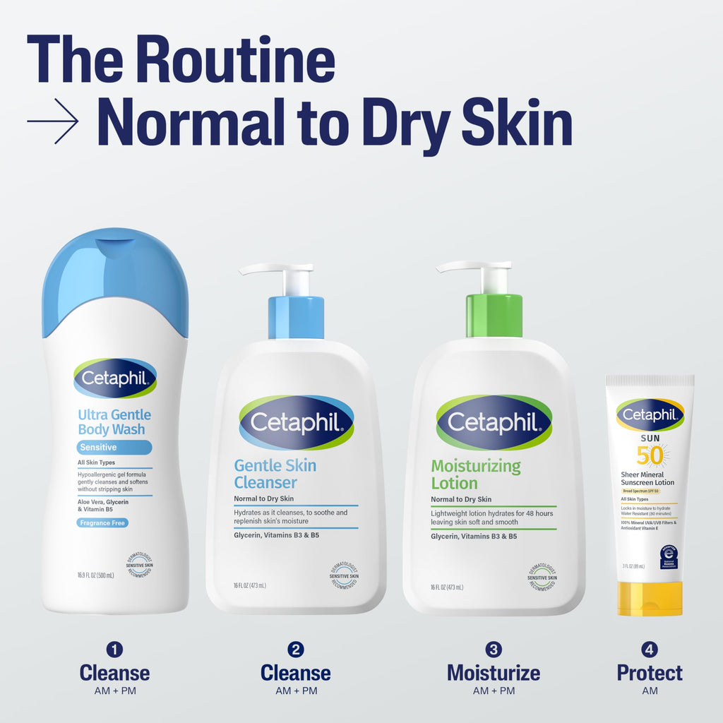 Buy now Cetaphil Face Wash, Hydrating Gentle Skin Cleanser for Dry to Normal Sensitive Skin, 16 oz + Travel Size Moisturizing Lotion 2 oz at indiglob india