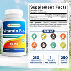 Best Naturals Vitamin B6 50 mg 250 Tablets
