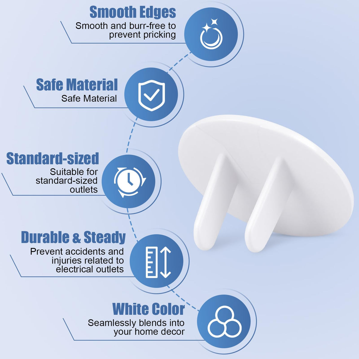 Rindion 65 Pcak Outlet Plug Covers, White Baby Proof Outlet Covers, Plastic Electrical Socket Covers for Outlets, Easy Installation, Durable and Steady Wall Plug Covers for Home and Office