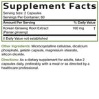 Bronson Korean Panax Ginseng High Potency Root Extract, 120 Capsules | Energy, Endurance, Vitality, Memory & Cognitive Health Support